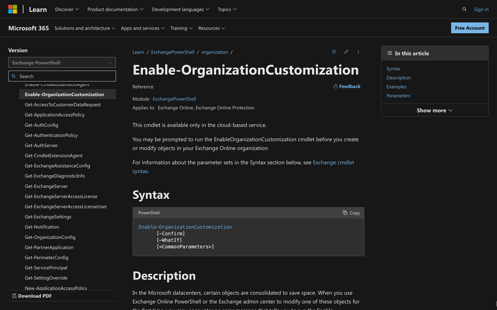 How to enable organizationcustomization in powershell