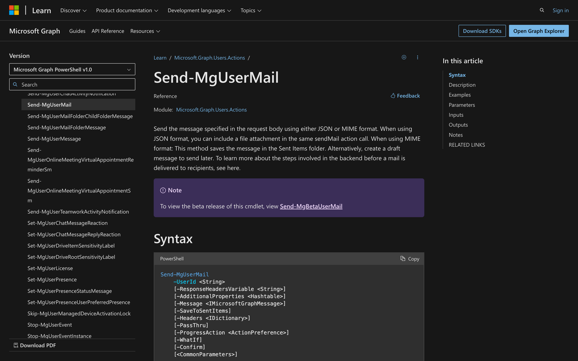 Using Send-MgUserMail to send emails in Powershell