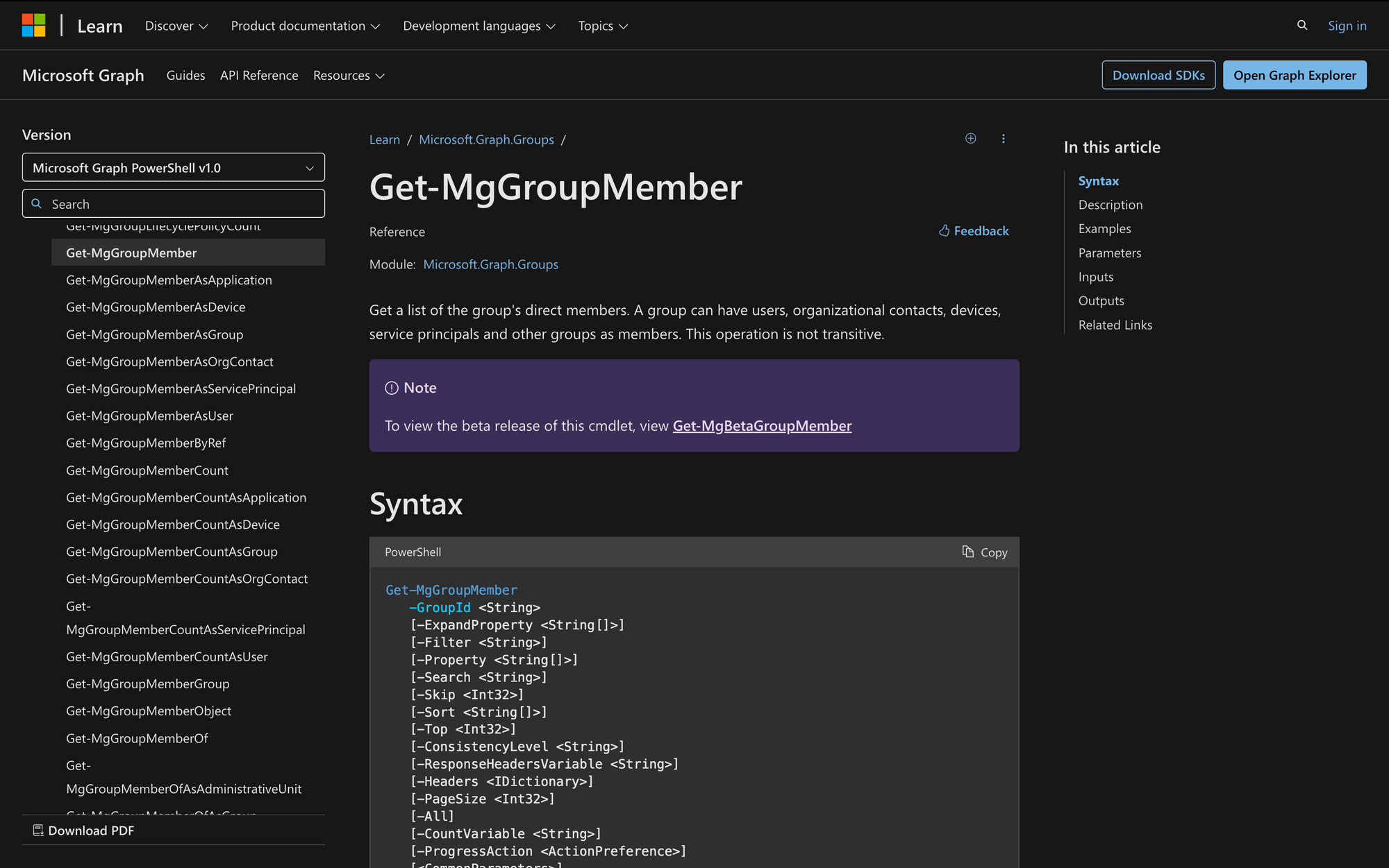 How to use Get-MgGroupMember in Powershell