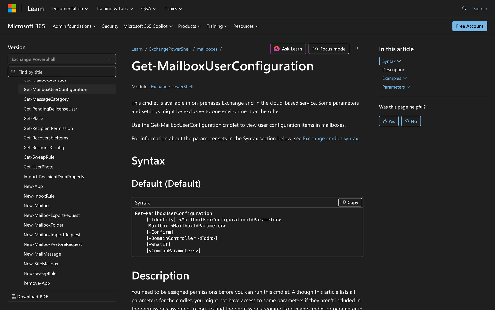 How to Use Get-MailboxUserConfiguration in Powershell