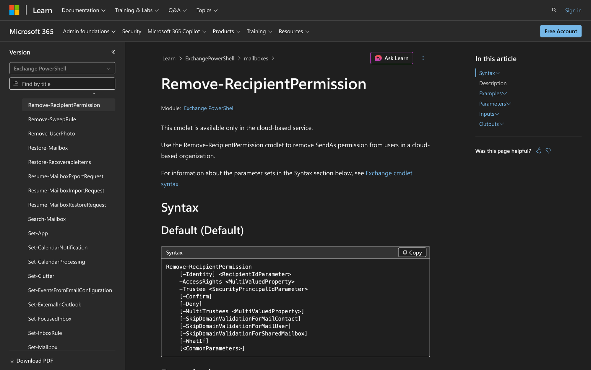 How to Use Remove-RecipientPermission in Powershell