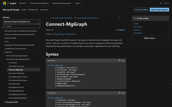 How to use Connect-MgGraph in PowerShell
