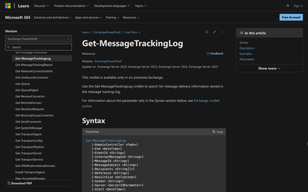 How to Use Get-Messagetrackinglog in Powershell