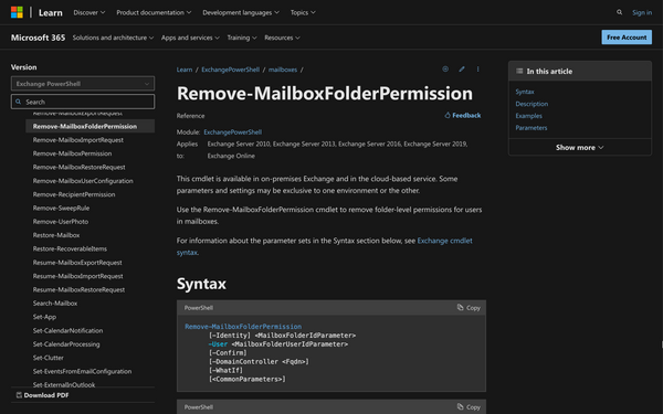 Using Remove-MailboxFolderPermission in Powershell