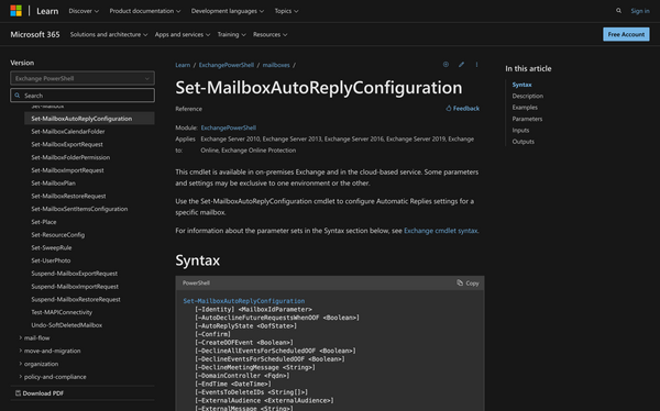How to Use Set-MailboxAutoReplyConfiguration in Powershell