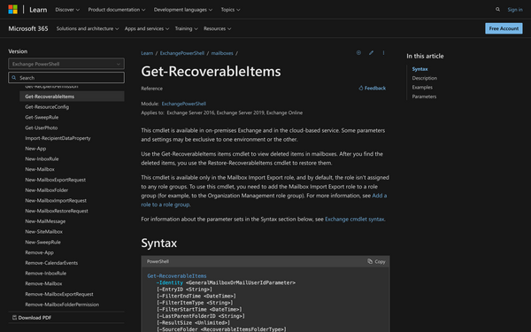 How to Use Get-RecoverableItems in Powershell