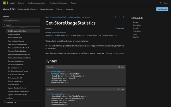 How to use Get-StoreUsageStatistics in Powershell