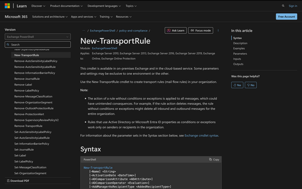 Using New-TransportRule in Powershell: All You Need To Know