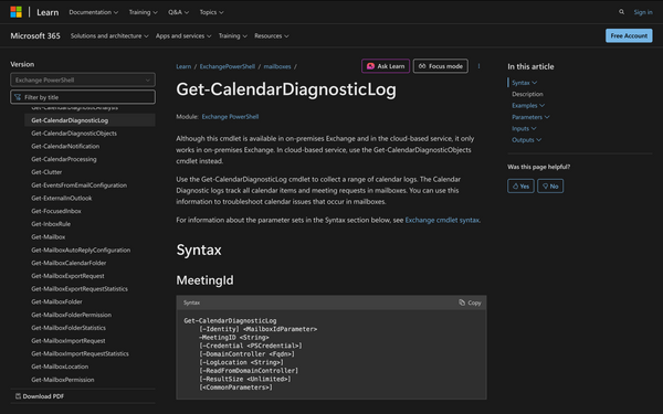 Using Get-CalendarDiagnosticLog in Powershell: Guide+Examples