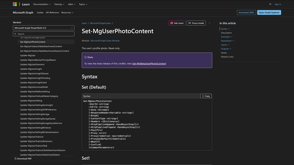How to Use Set-MgUserPhotoContent in Powershell
