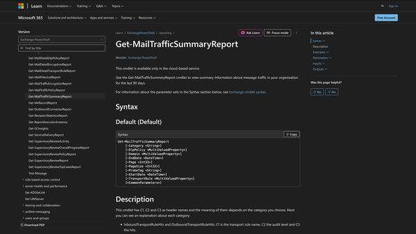 How to Use Get-MailTrafficSummaryReport in PowerShell