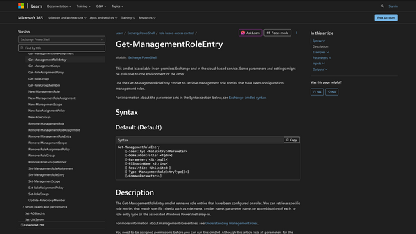 How to Use Get-ManagementRoleEntry in Powershell
