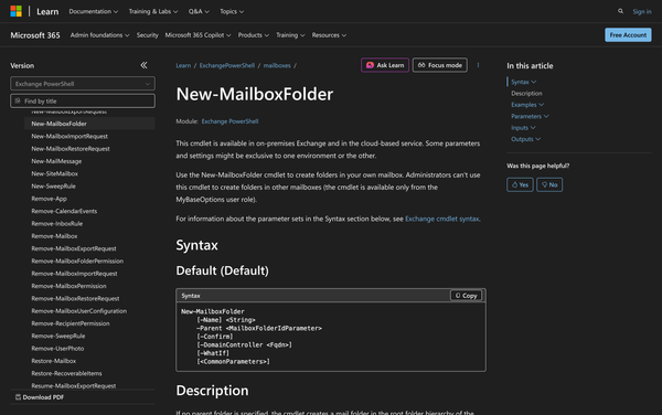 How to Use New-MailboxFolder in Powershell