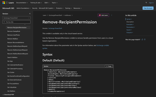 How to Use Remove-RecipientPermission in Powershell