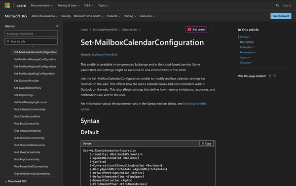 How to Use Set-MailboxCalendarConfiguration in PowerShell